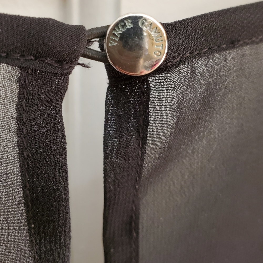 VINCE CAMUTO | Large Black Sheer Sleeveless Top - Picture 7 of 8